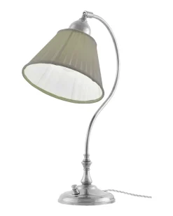 Karlskrona Lampfabrik Bordslampor|Bordslampa - Lagerlöf nickel med olivgrön tygskärm