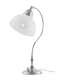 Karlskrona Lampfabrik Bordslampor|Bordslampa - Lagerlöf nickel med opalvit skärm