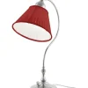 Karlskrona Lampfabrik Bordslampor|Bordslampa - Lagerlöf nickel, röd tygskärm
