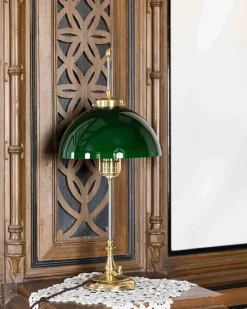Karlskrona Lampfabrik Bordslampor|Bordslampor I Mässing|Bordslampa - Swedenborg mässing, grön skärm