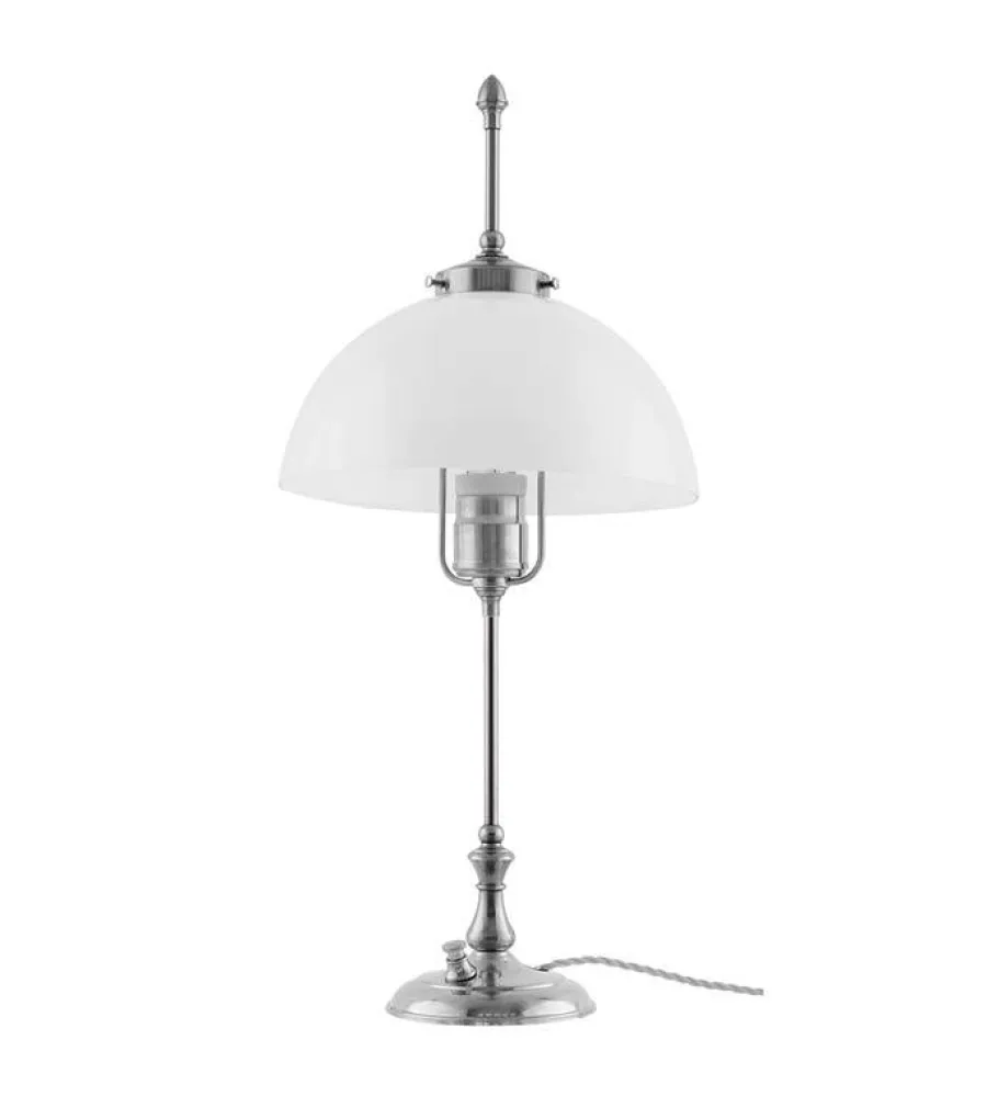 Karlskrona Lampfabrik Bordslampor|Bordslampa - Swedenborg nickel, vit skärm
