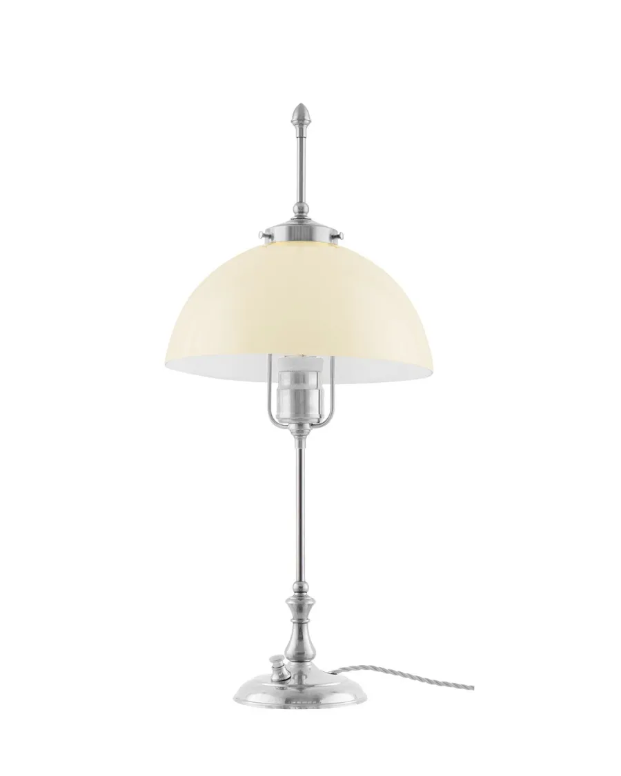Karlskrona Lampfabrik Bordslampor|Bordslampa - Swedenborg nickel, benvit skärm