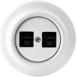 ABB Electrification Sweden AB Nätverksuttag|Vit Porslin Infällt Abb|Datauttag 2xRJ45 vit porslin - ABB Decento