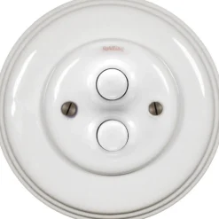 Fontini S.A. Dubbel Strömbrytare Med Dimmer|Strömbrytare Med Dimmer|Dimmer dubbel tryckknapp vitt porslin - Fontini infällt
