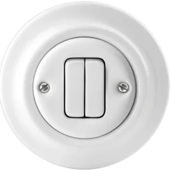 ABB Electrification Sweden AB Dubbel Strömbrytare Med Dimmer|Strömbrytare Med Dimmer|Dimmer - Dubbel tryckknapp vit porslin - ABB Decento