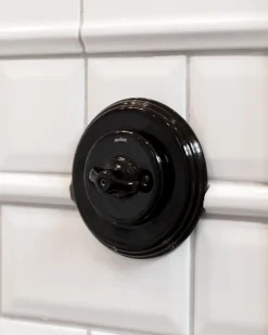 Fontini S.A. Strömbrytare Med Dimmer|Vridströmbrytare|Dimmer svart porslin - Fontini infällt