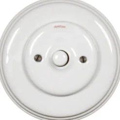 Fontini S.A. Strömbrytare Med Dimmer|Strömbrytare I Porslin|Dimmer tryckknapp vitt porslin - Fontini infällt