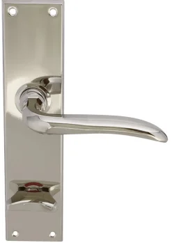 Sibes Metall AB Dörrhandtag Med Rosett|Låsvred Toalett|Dörrhandtag - Med WC-vred långskylt nickel