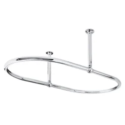 Badex AB Duschdraperihållare|Tillbehör Krom - Badrum|Duschdraperistång oval 109 x 64 cm - Krom