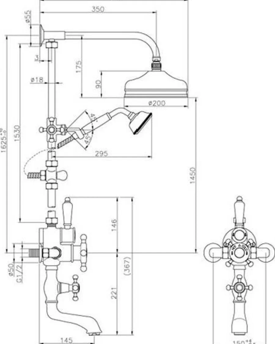 Badex AB Duschar|Duschset|Duschset - Victorian, karpip, taksil & termostat