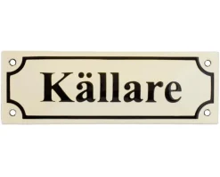 Emaljehuset Emaljskyltar|Emaljskyltar & Dörrskyltar|Emaljskylt - Källare vit/svart