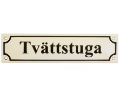 Emaljehuset Emaljskyltar|Emaljskyltar & Dörrskyltar|Emaljskylt - Tvättstuga vit/svart