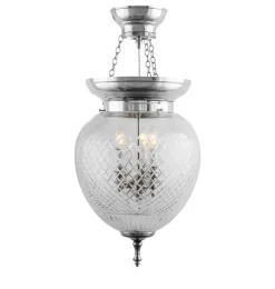 Karlskrona Lampfabrik Amplar|Stora Taklampor|Foajéampel - 200 nickel, slipat klarglas