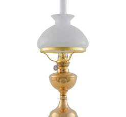 Karlskrona Lampfabrik Fotogenlampor - Bord|Juldekoration|Fotogenlampa - Arnö mässing med vit vestaskärm