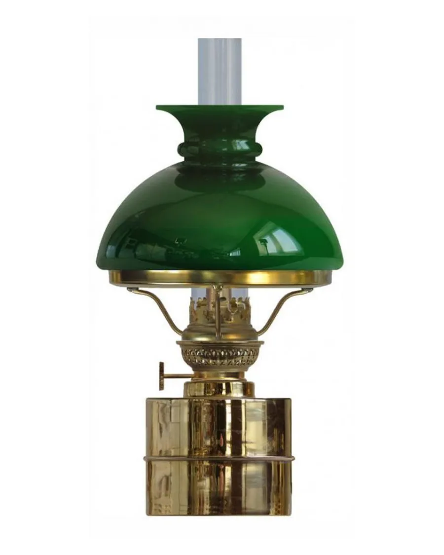 Karlskrona Lampfabrik Fotogenlampor - Bord|Juldekoration|Fotogenlampa - Flaggskär mässing, grön skärm