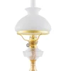 Karlskrona Lampfabrik Fotogenlampor - Bord|Juldekoration|Fotogenlampa - Trossölykta mässing, vit vestaskärm