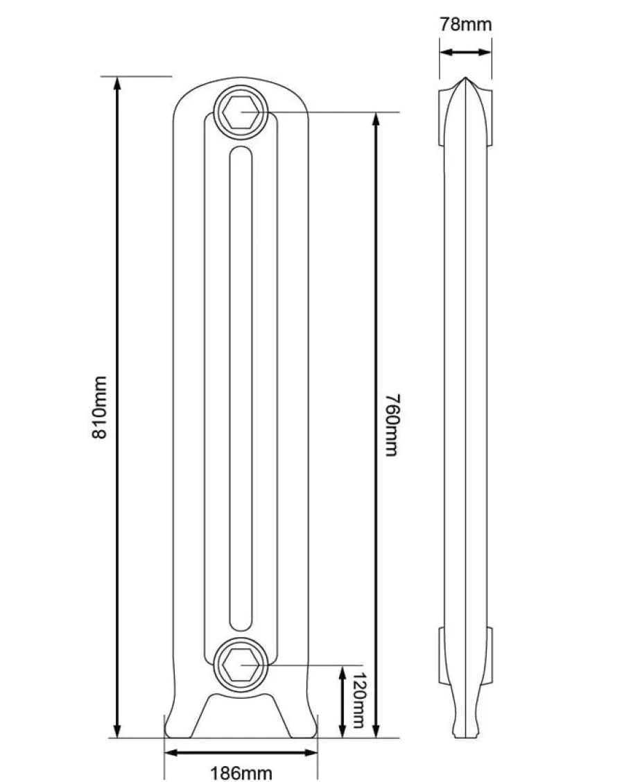Arroll Limited Inredning I Gjutjärn|Radiatorer|Gjutjärnsradiator Cambridge höjd 81 cm - Mittsektion