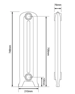 Arroll Limited Inredning I Gjutjärn|Radiatorer|Gjutjärnsradiator - Cambridge 75 cm