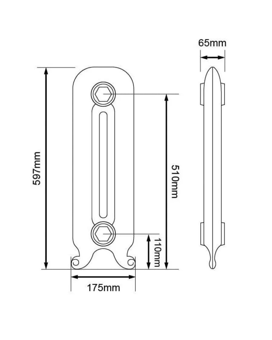Arroll Limited Inredning I Gjutjärn|Radiatorer|Gjutjärnsradiator Chester höjd 60 cm - Mittsektion