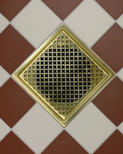 NEXA TECHNOLOGIES Golvbrunnssilar|Golvbrunnssil - Klöverplåt mässing 200 x 200 mm