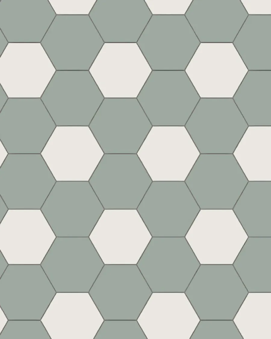 Winckelmans Klinker Hall|Hexagonklinker|Hexagonklinker - 10 x 10 cm ljusgrön/vit