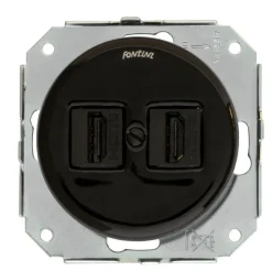 Fontini S.A. Insatser|Insats dubbelt Hdmi-uttag svart porslin - Fontini infällt