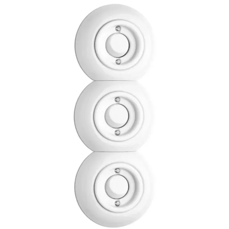 Thomas Hoof Produktgesellschaft Vit Porslin Infällt Thpg|Insatser|Insats strömbrytare trapp rund knapp vitt porslin - THGP infällt