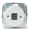Fontini S.A. Insatser|Vit Porslin Infällt Fontini|Insats USB-C uttag vitt porslin - Fontini infällt