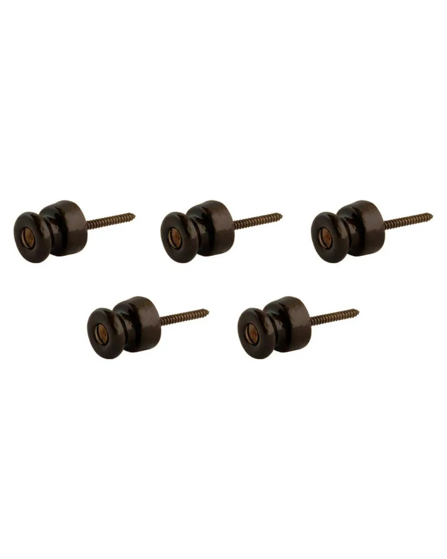 Fontini S.A. Knoppar I Porslin|Isolatorknoppar I Porslin|Isolatorknopp - Brun porslin/mässing 5-pack (utan mässingsskruv)