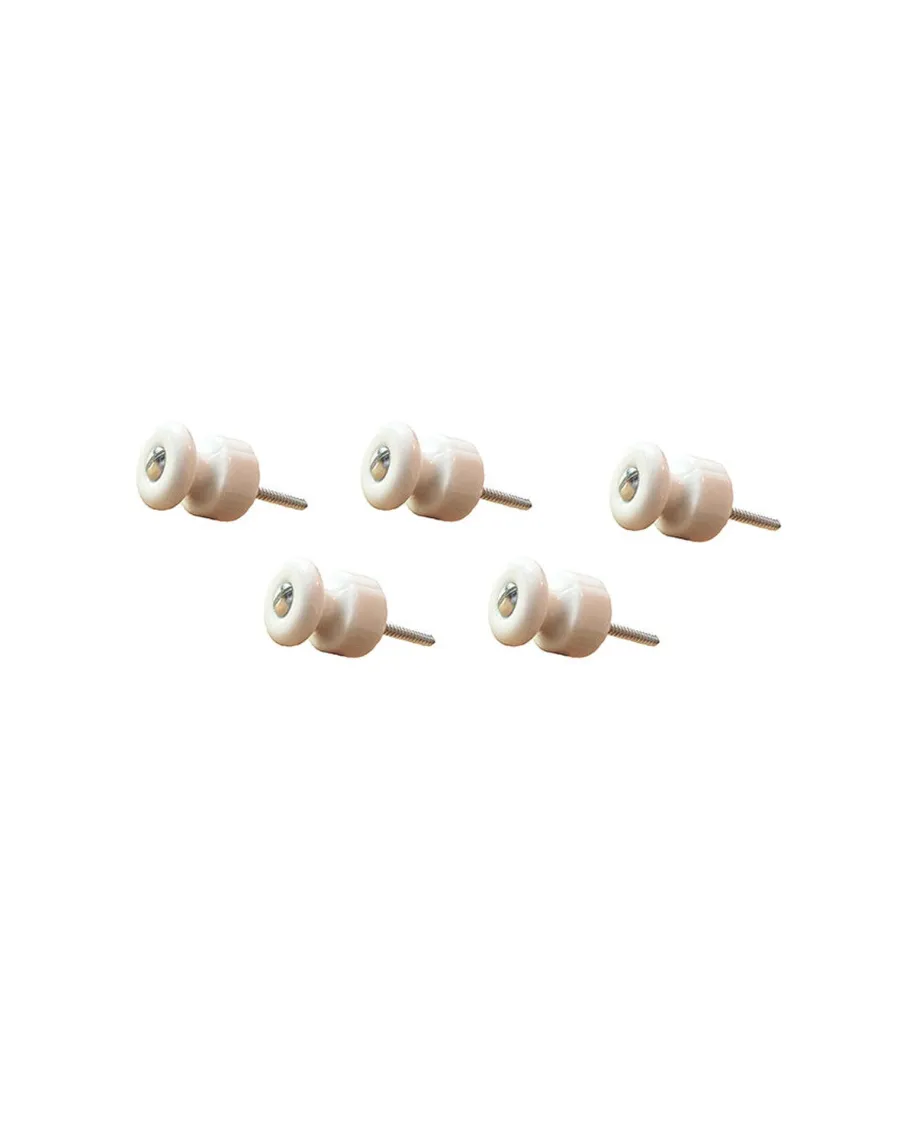 Fontini S.A. Knoppar I Porslin|Isolatorknoppar I Porslin|Isolatorknopp - Porslin/krom 5-pack