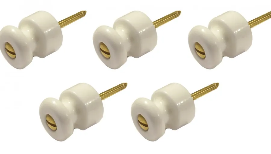 Fontini S.A. Knoppar I Porslin|Isolatorknoppar I Porslin|Isolatorknopp - Porslin/Mässing 5-pack