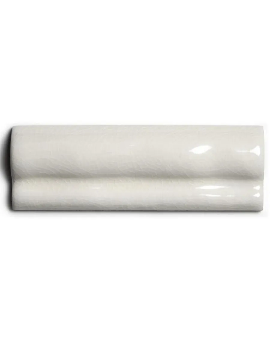 Cevica S.L. Bröstlister|Cremevitt Kakel|Kakel Mayfair - Krackelerad antikvit bröstlist 5 x 15 cm blank, lätt vågigt