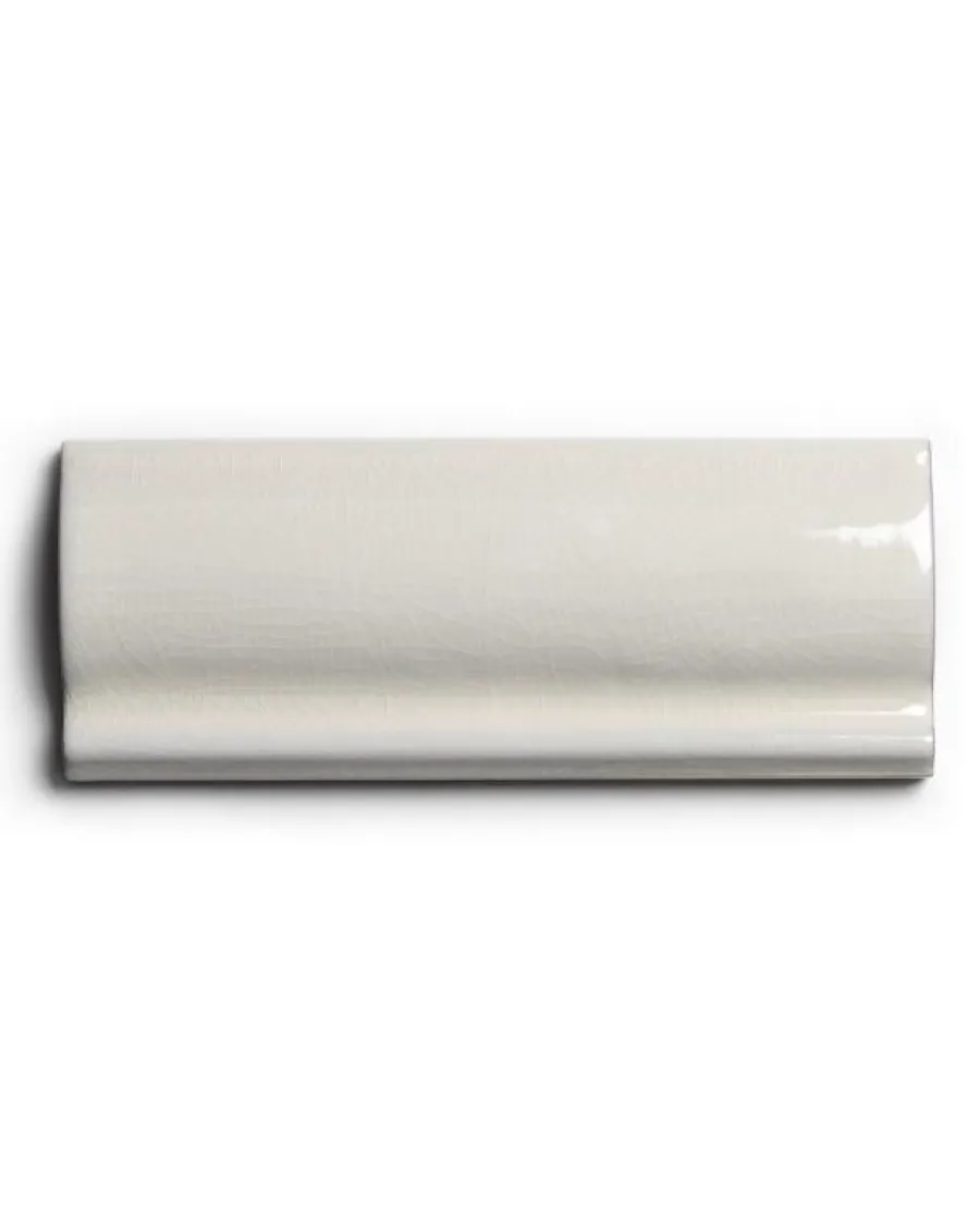 Cevica S.L. Bröstlister|Cremevitt Kakel|Kakel Mayfair - Krackelerad antikvit bröstlist 5 x 13 cm blank, lätt vågigt