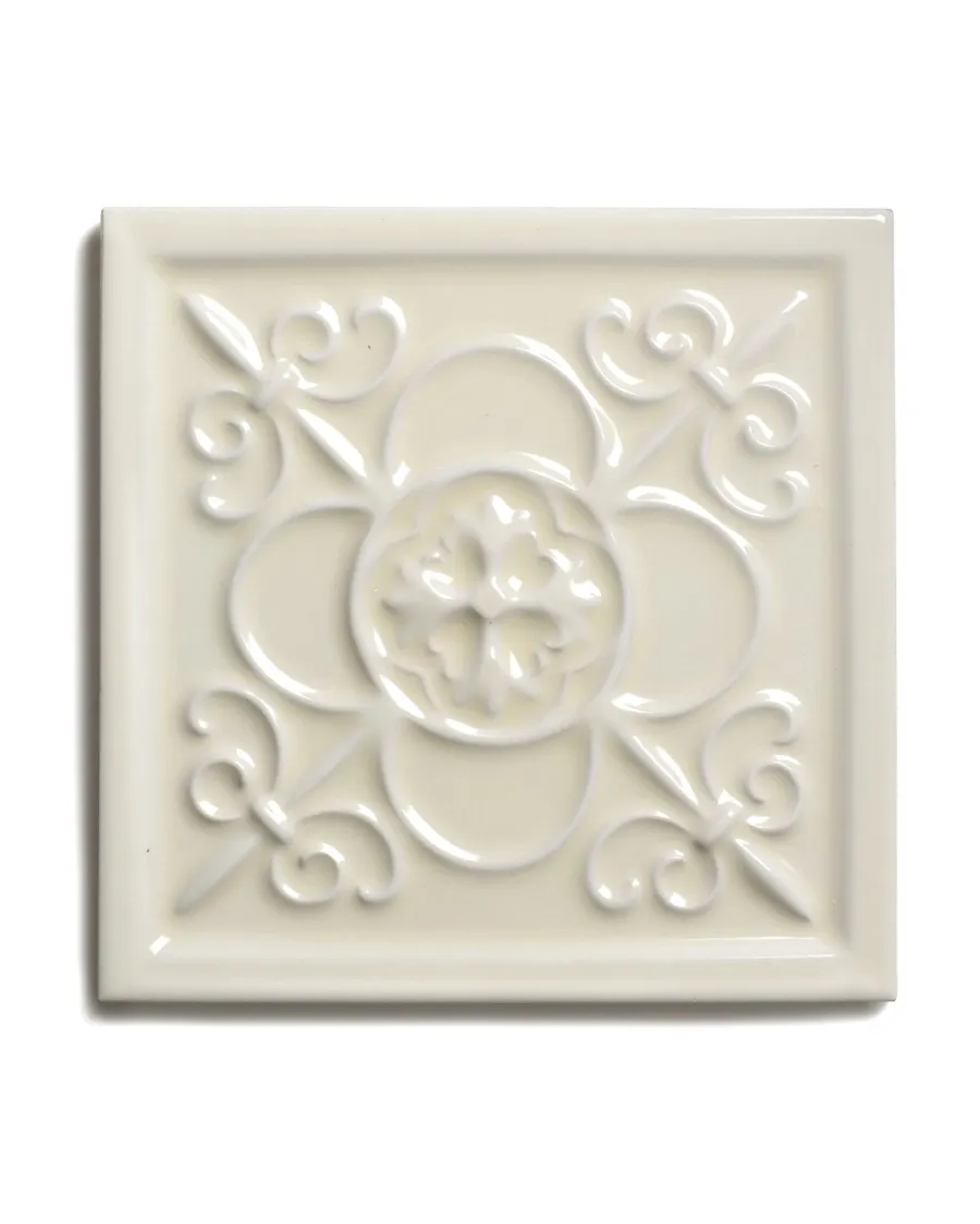ADEX Cremevitt Kakel|Kakel York - Dekorplatta relief 14,8 x 14,8 cm mandel