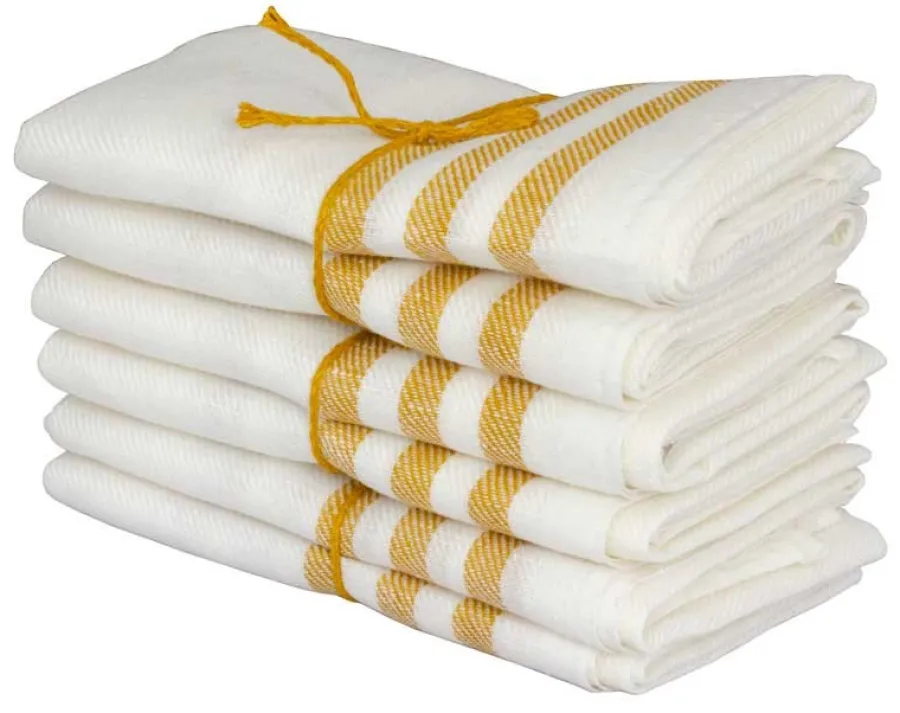 Axlings Linne AB Kökshanddukar|Kökshanddukar|Kökshandduk 2-pack - Lin 50x70 cm, rand benvit/ockra