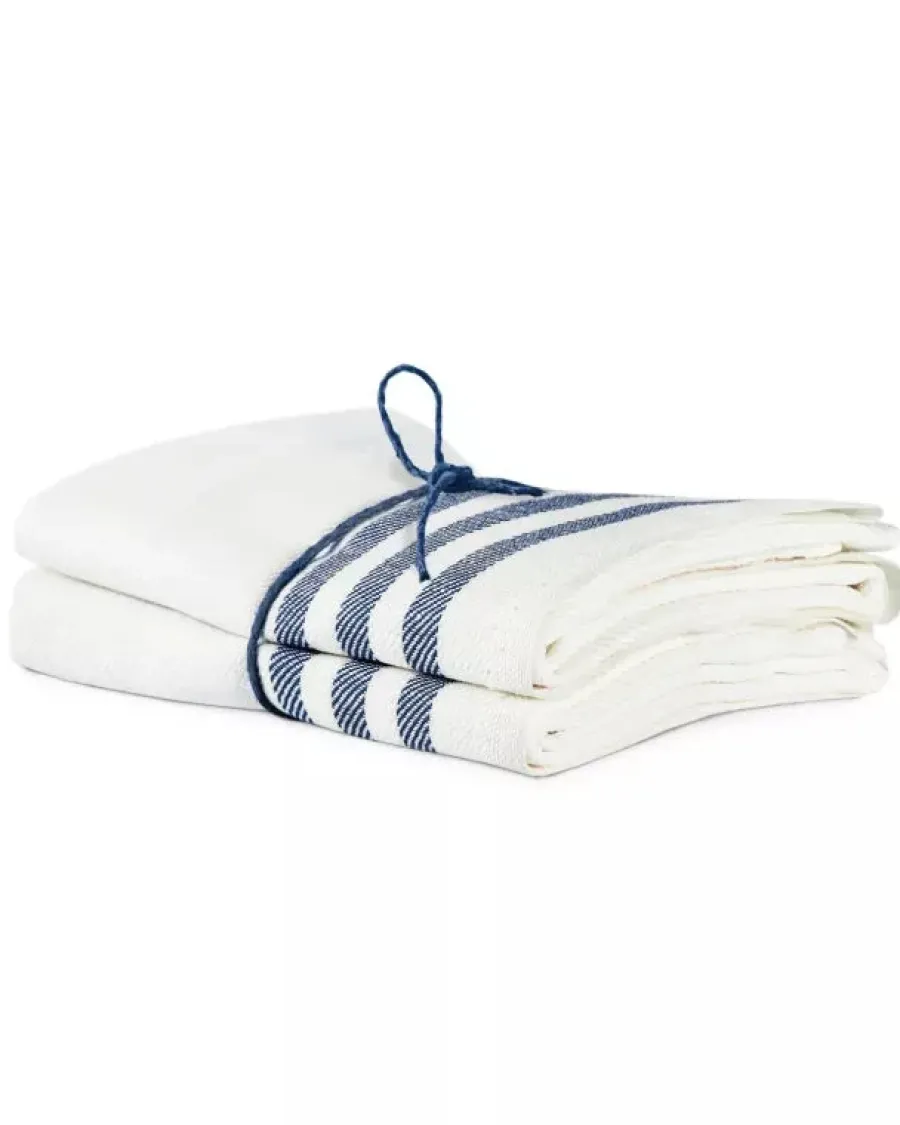 Axlings Linne AB Kökshanddukar|Kökshanddukar|Kökshandduk 2-pack - Lin 50x70 cm, rand benvit/marinblå