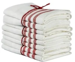 Axlings Linne AB Kökshanddukar|Kökshanddukar|Kökshandduk 2-pack - Lin 50x70 cm, rand benvit/röd