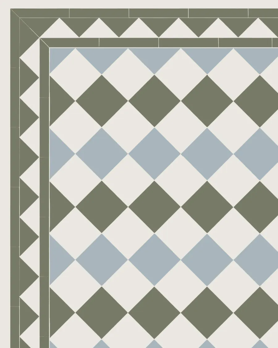Winckelmans Klinker Hall|Klinker - Birmingham 15 x 15 cm vit/gråblå/Australian green