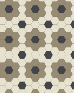 Winckelmans Klinker Hall|Hexagonklinker|Klinker - Darlington Hexagon 10x10 cm mullvadsgrå/gulvit/svart