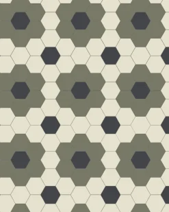 Winckelmans Klinker Hall|Hexagonklinker|Klinker - Darlington Hexagon 10x10 cm Australian green/gulvit/svart
