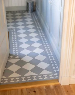 Winckelmans Schackrutigt Klinker|Klinker Hall|Klinker - Schackrutigt 15 x 15 cm gråblå/vit
