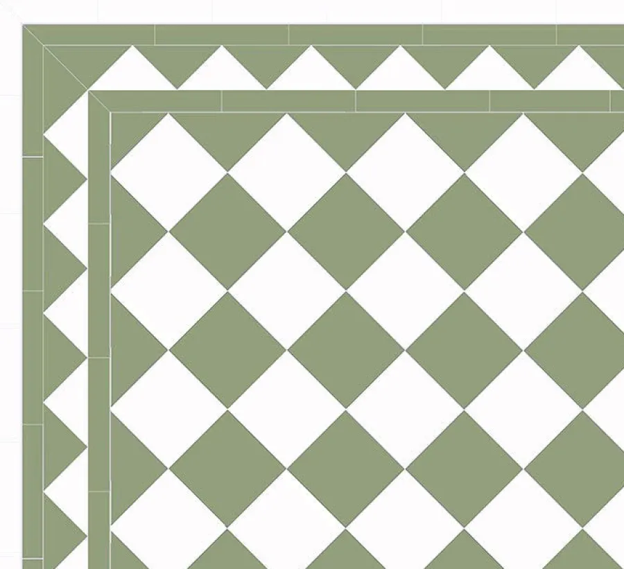 Winckelmans Schackrutigt Klinker|Klinker Hall|Klinker - Schackrutigt 15 x 15 cm ljusgrön/vit