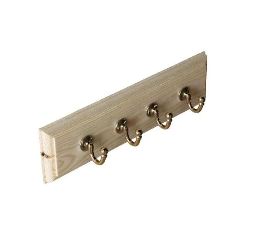 sekelskifte Kroklister|Kroklister I Trä|Kroklist 35 cm furu med enkelkrok mässing stor