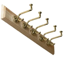 sekelskifte Kroklister|Kroklister I Trä|Kroklist 65 cm furu med klädkrok - Fehrlins 3255 mässing