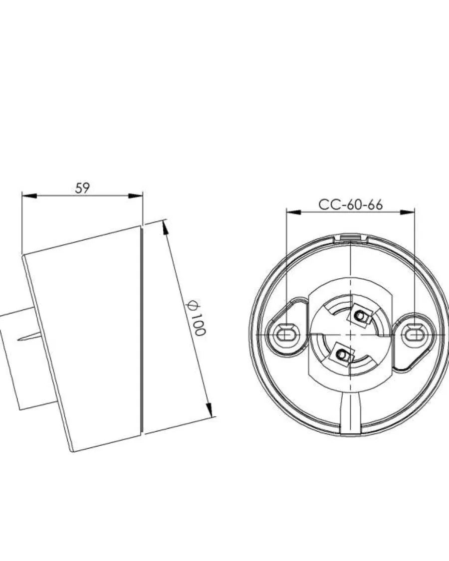 IFÖ Electric AB Porslinslampor & Porslinsocklar|Porslinslampa & Porslinsockel|Lampsockel porslin - Vit/vinklad IP20