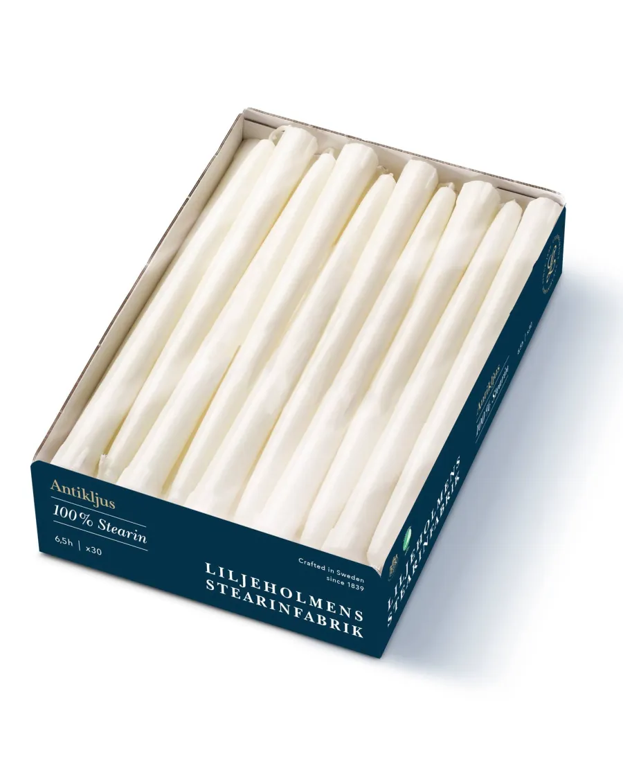 Liljeholmens Stearinfabriks AB Ljusstakar|Juldekoration|Liljeholmens Antikljus - 30-pack vit