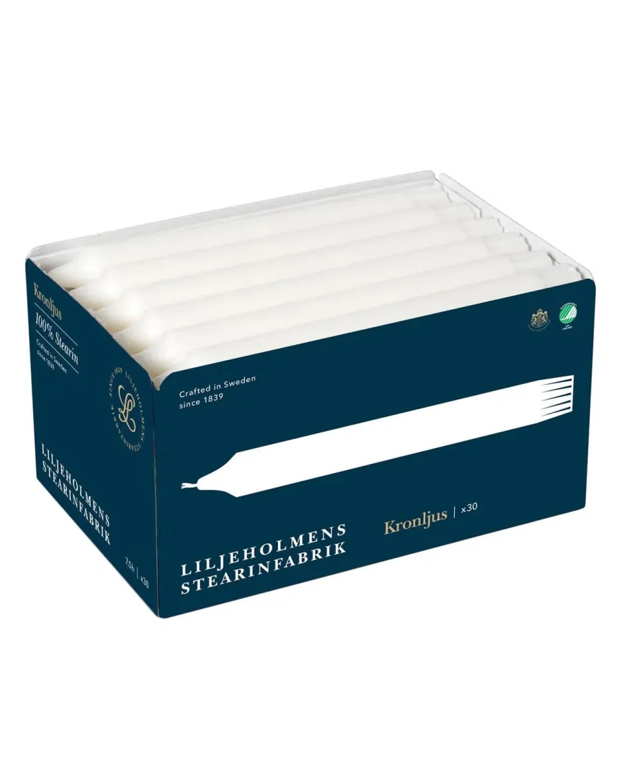Liljeholmens Stearinfabriks AB Ljusstakar|Juldekoration|Liljeholmens Kronljus - 30-pack vit