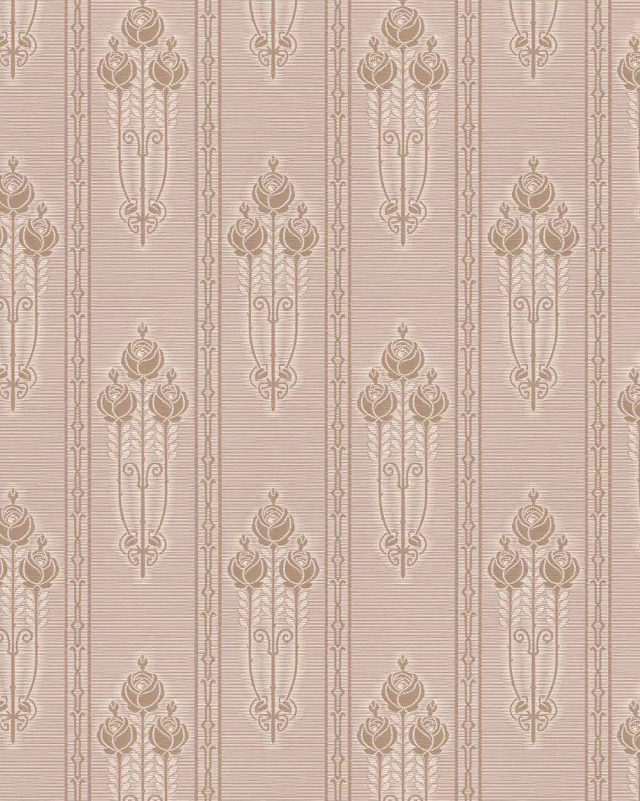 Lim & Handtryck AB Lim & Handtryck - Tapeter|Mönstrade Tapeter|Lim & Handtryck Tapet - Jugendros beige/guld