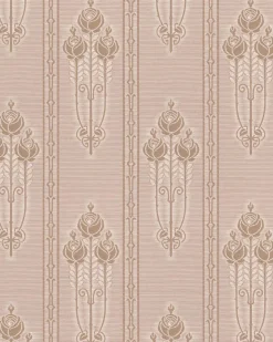 Lim & Handtryck AB Lim & Handtryck - Tapeter|Mönstrade Tapeter|Lim & Handtryck Tapet - Jugendros beige/guld