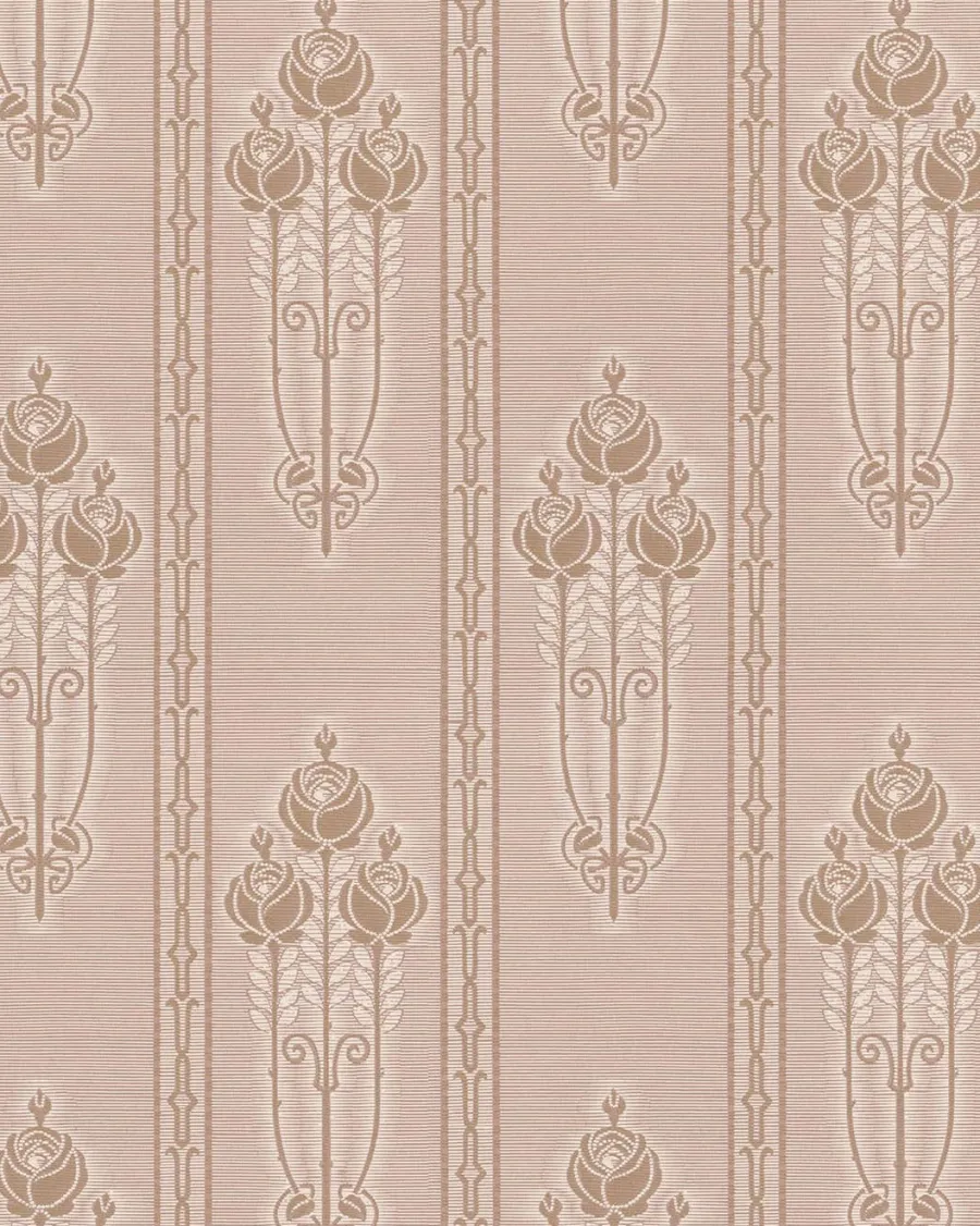 Lim & Handtryck AB Lim & Handtryck - Tapeter|Mönstrade Tapeter|Lim & Handtryck Tapet - Jugendros beige/guld
